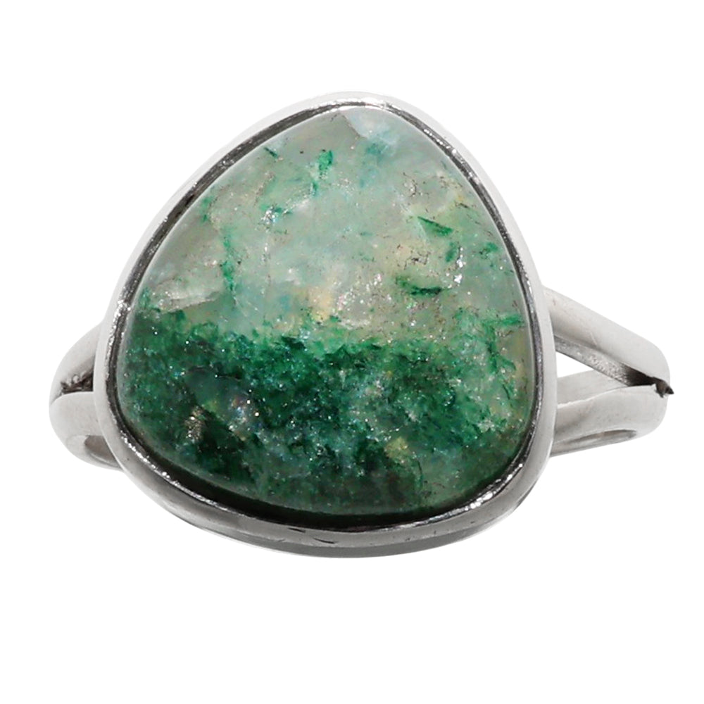 Green Aventurine 925 Sterling Silver Ring Jewelry Size-17 SR01150