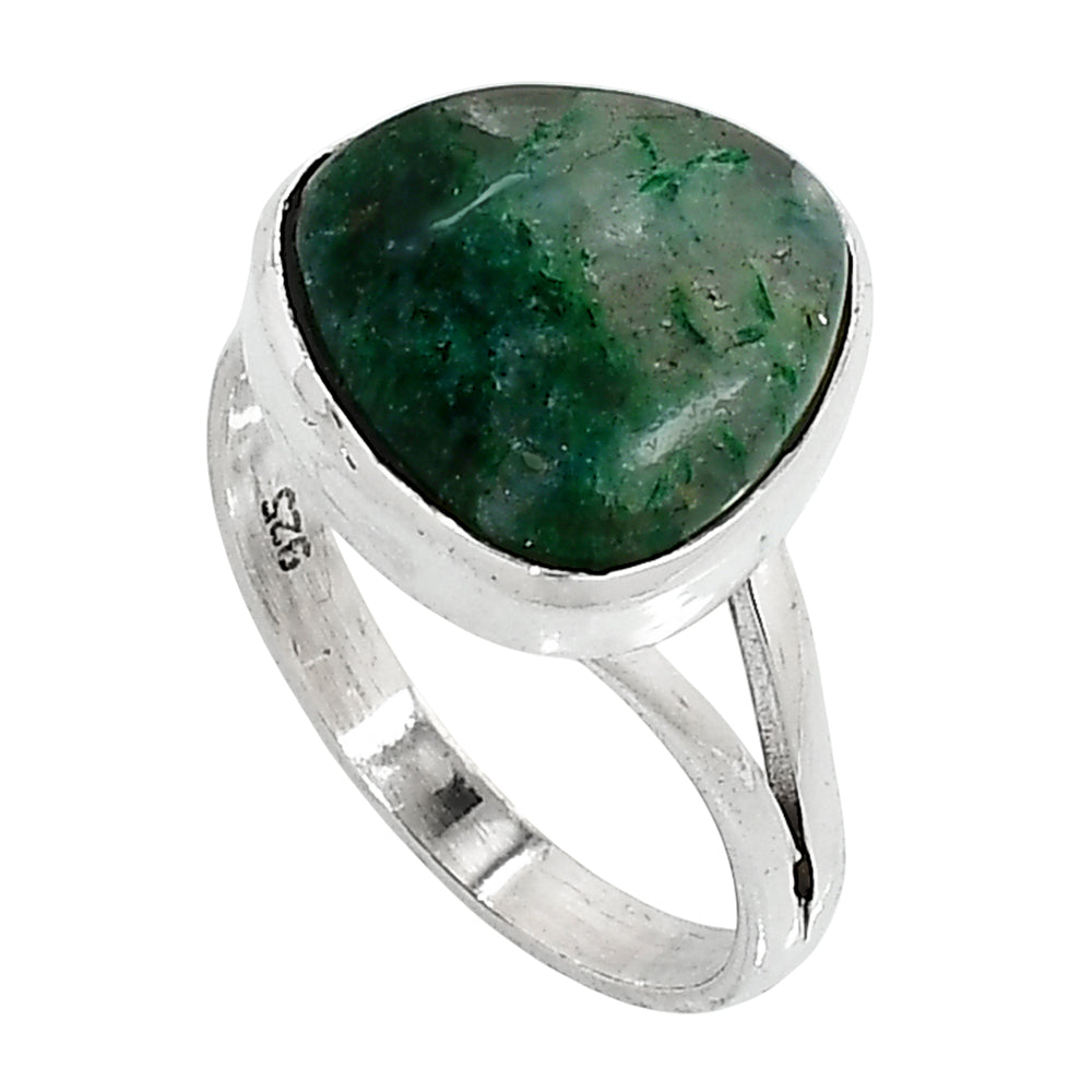 Green Aventurine 925 Sterling Silver Ring Jewelry Size-17 SR01150
