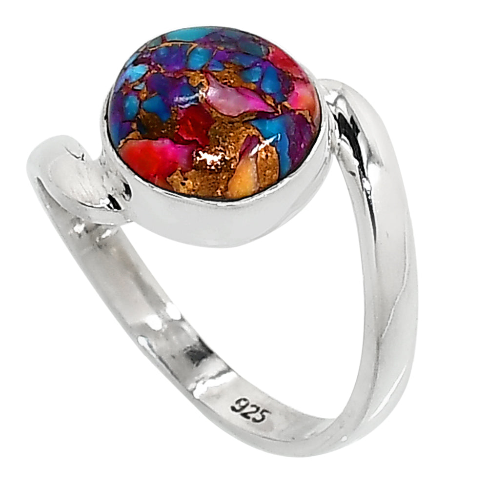 Kingman Pink Dahlia Turquoise 925 Sterling Silver Ring Jewelry Size-17 SR01153