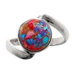 Kingman Pink Dahlia Turquoise 925 Sterling Silver Ring Jewelry Size-17 SR01153