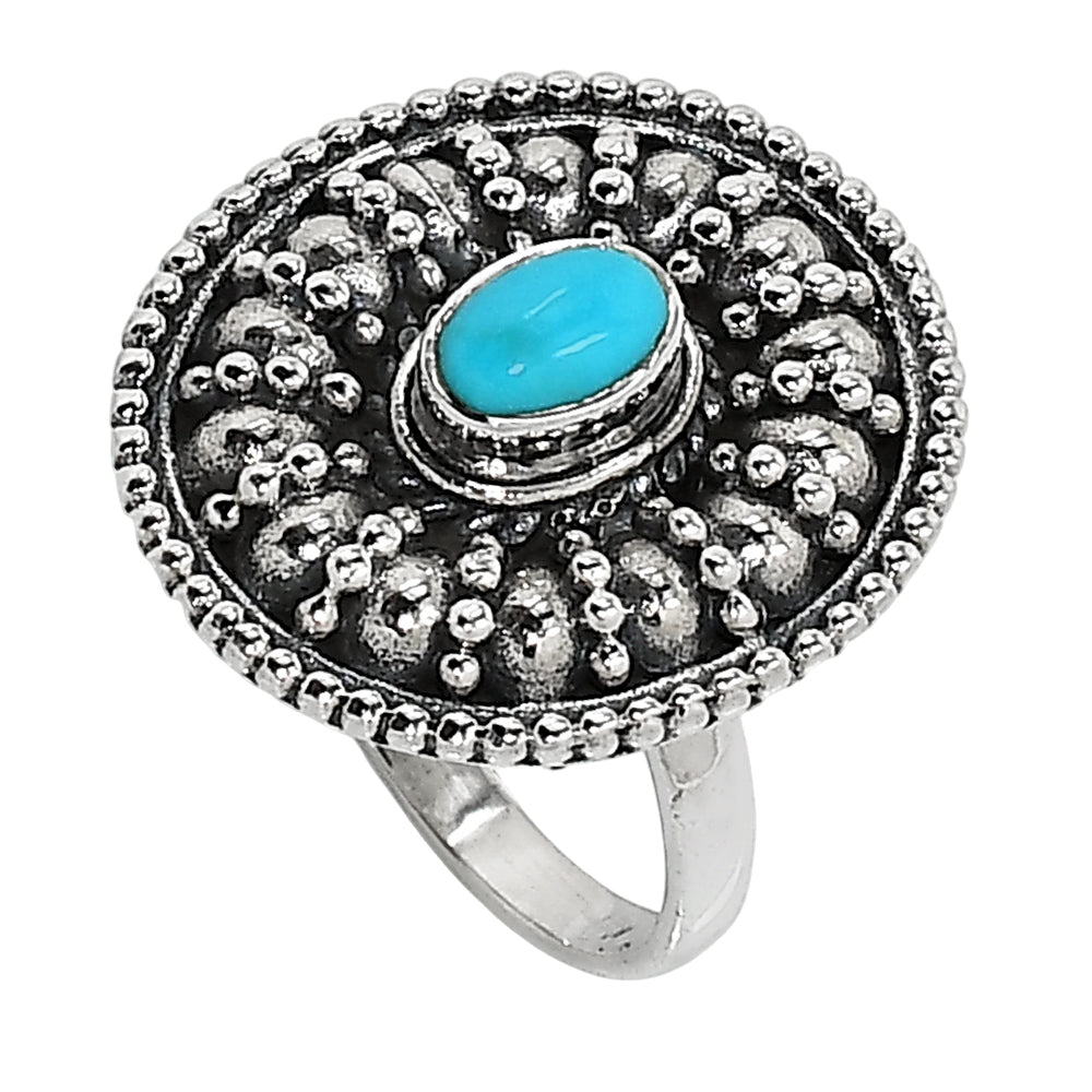 Sleeping Beauty Turquoise 925 Sterling Silver Ring Jewelry Size-10 SR01154