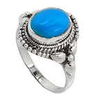 Sleeping Beauty Turquoise 925 Sterling Silver Ring Jewelry Size-16 SR01157