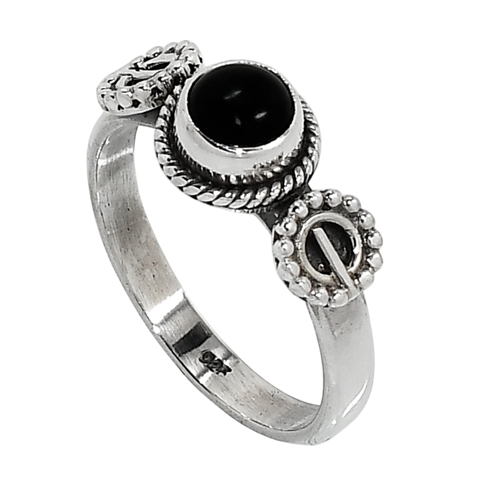 Black Onyx 925 Sterling Silver Ring Jewelry Size-18 SR01159