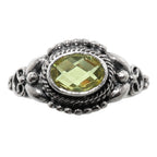 Lemon Quartz Checker Briolette 925 Sterling Silver Ring Jewelry Size-9 SR01160