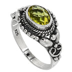 Lemon Quartz Checker Briolette 925 Sterling Silver Ring Jewelry Size-9 SR01160