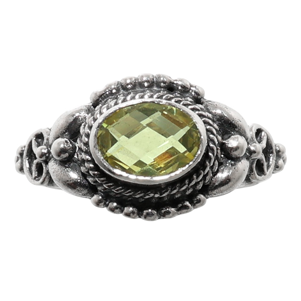 Lemon Quartz Checker Briolette 925 Sterling Silver Ring Jewelry Size-9 SR01160
