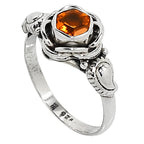 Lab Created Padparadscha 925 Sterling Silver Ring Jewelry Size-14 SR01161