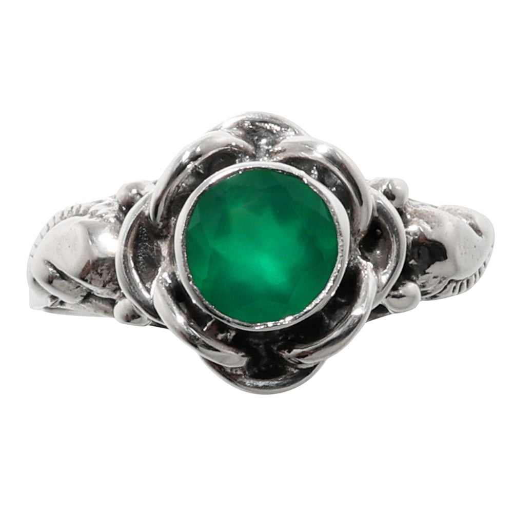 Green Onyx 925 Sterling Silver Ring Jewelry Size-17 SR01166