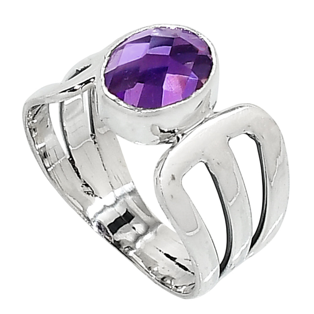 Amethyst Checker 925 Sterling Silver Ring Jewelry Size-13 SR01168