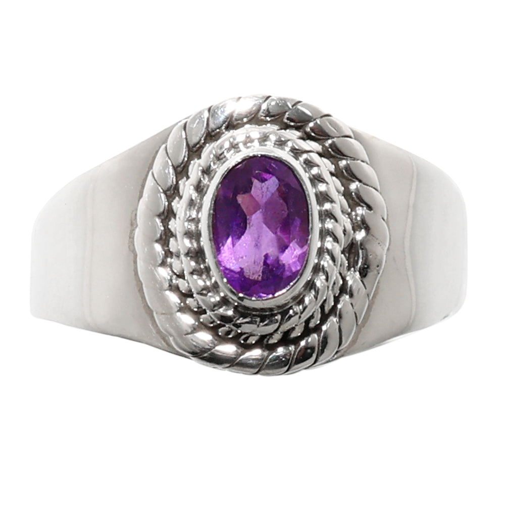 Amethyst 925 Sterling Silver Ring Jewelry Size-17 SR01170