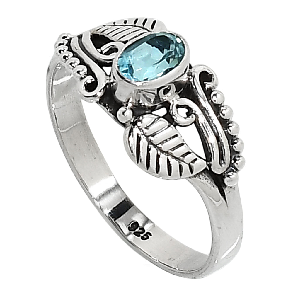 Leaf - Sky Blue Topaz 925 Sterling Silver Ring Jewelry Size-20 SR01171
