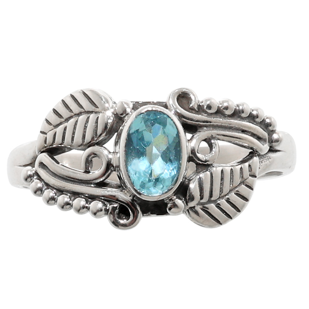 Leaf - Sky Blue Topaz 925 Sterling Silver Ring Jewelry Size-20 SR01171