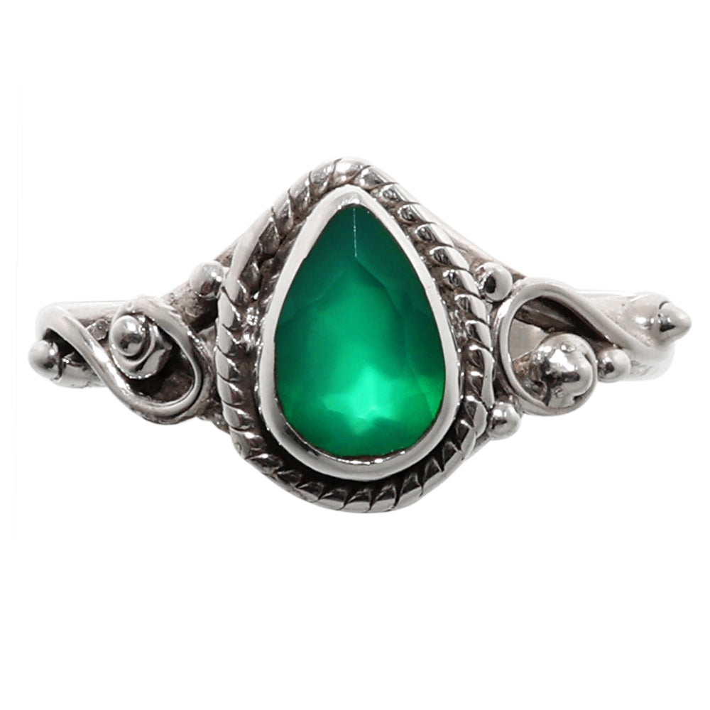 Green Onyx 925 Sterling Silver Ring Jewelry Size-17 SR01172