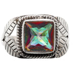 Leaf - Mystic Topaz 925 Sterling Silver Ring Jewelry Size-16 SR01173