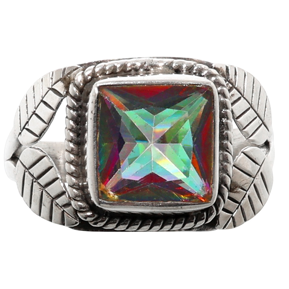 Leaf - Mystic Topaz 925 Sterling Silver Ring Jewelry Size-16 SR01173