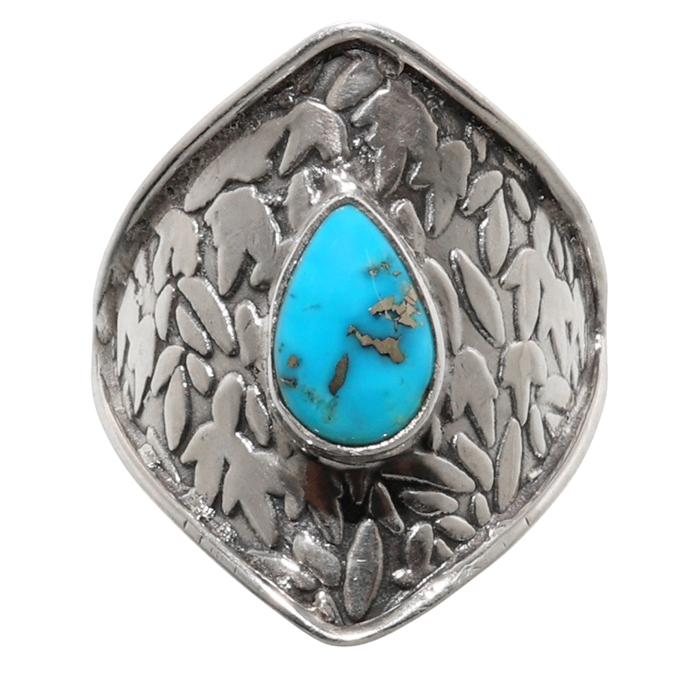 Kingman Turquoise With Pyrite 925 Sterling Silver Ring Jewelry Size-14 SR01175