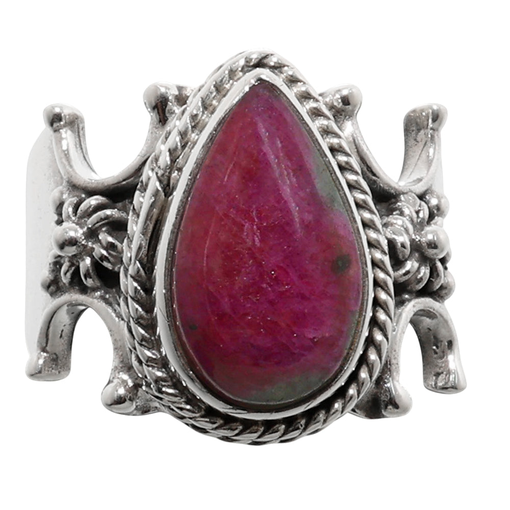 Ruby-Zoisite 925 Sterling Silver Ring Jewelry Size-16 SR01176