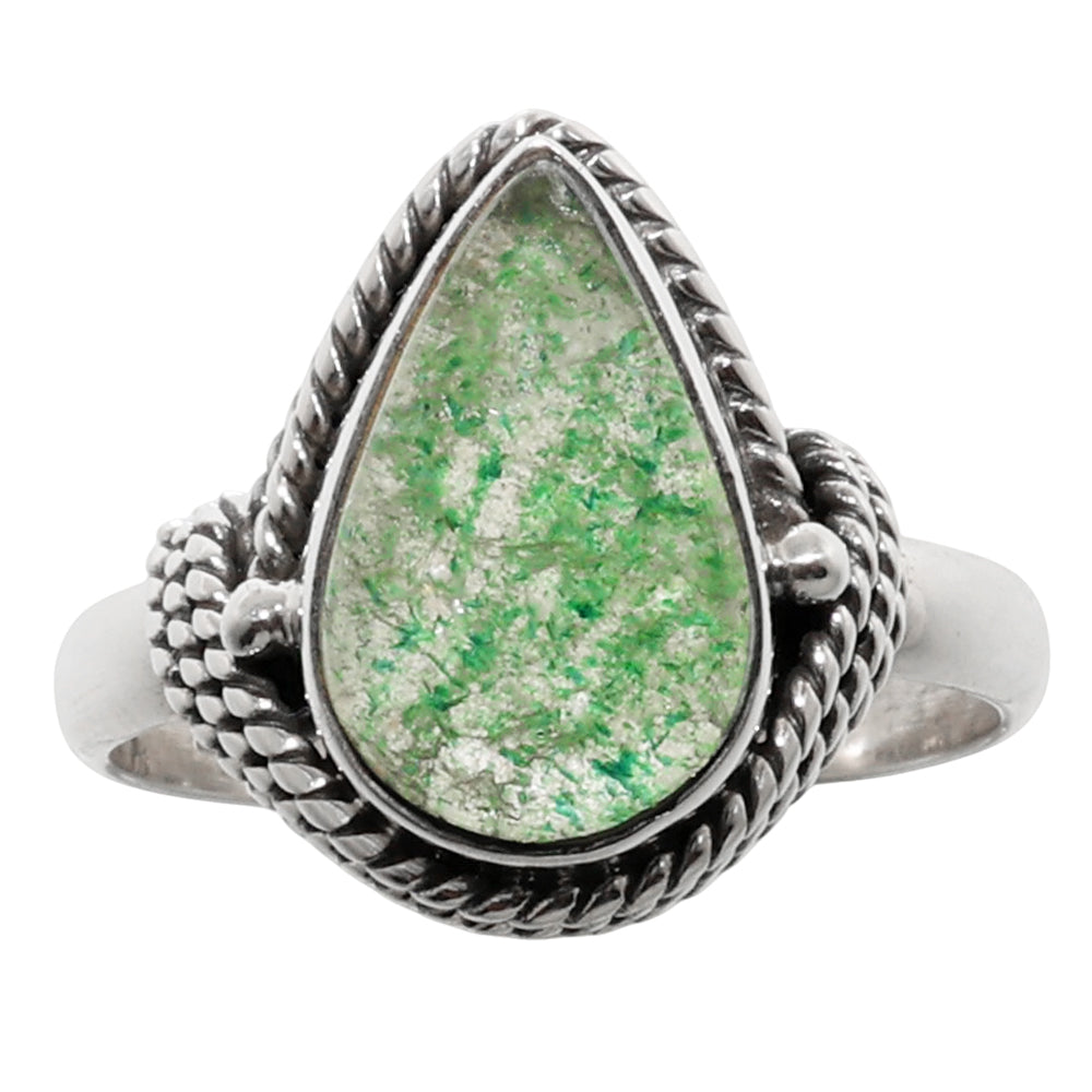 Green Aventurine 925 Sterling Silver Ring Jewelry Size-14 SR01177