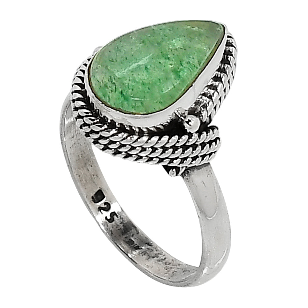 Green Aventurine 925 Sterling Silver Ring Jewelry Size-14 SR01177
