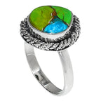 Blue Turquoise In Green Mohave 925 Sterling Silver Ring Jewelry Size-18 SR01178