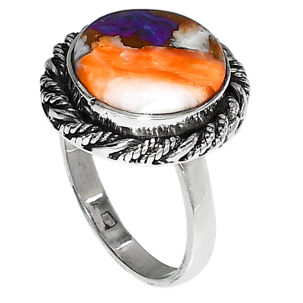Spiny Oyster Turquoise 925 Sterling Silver Ring Jewelry Size-14 SR01179