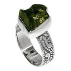 Moldavite Rough 925 Sterling Silver Ring Jewelry Size-17 SR01182
