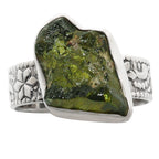 Moldavite Rough 925 Sterling Silver Ring Jewelry Size-17 SR01182