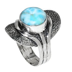 Larimar (Dominican Republic) 925 Sterling Silver Ring Jewelry Size-18 SR01186