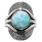Larimar (Dominican Republic) 925 Sterling Silver Ring Jewelry Size-18 SR01186