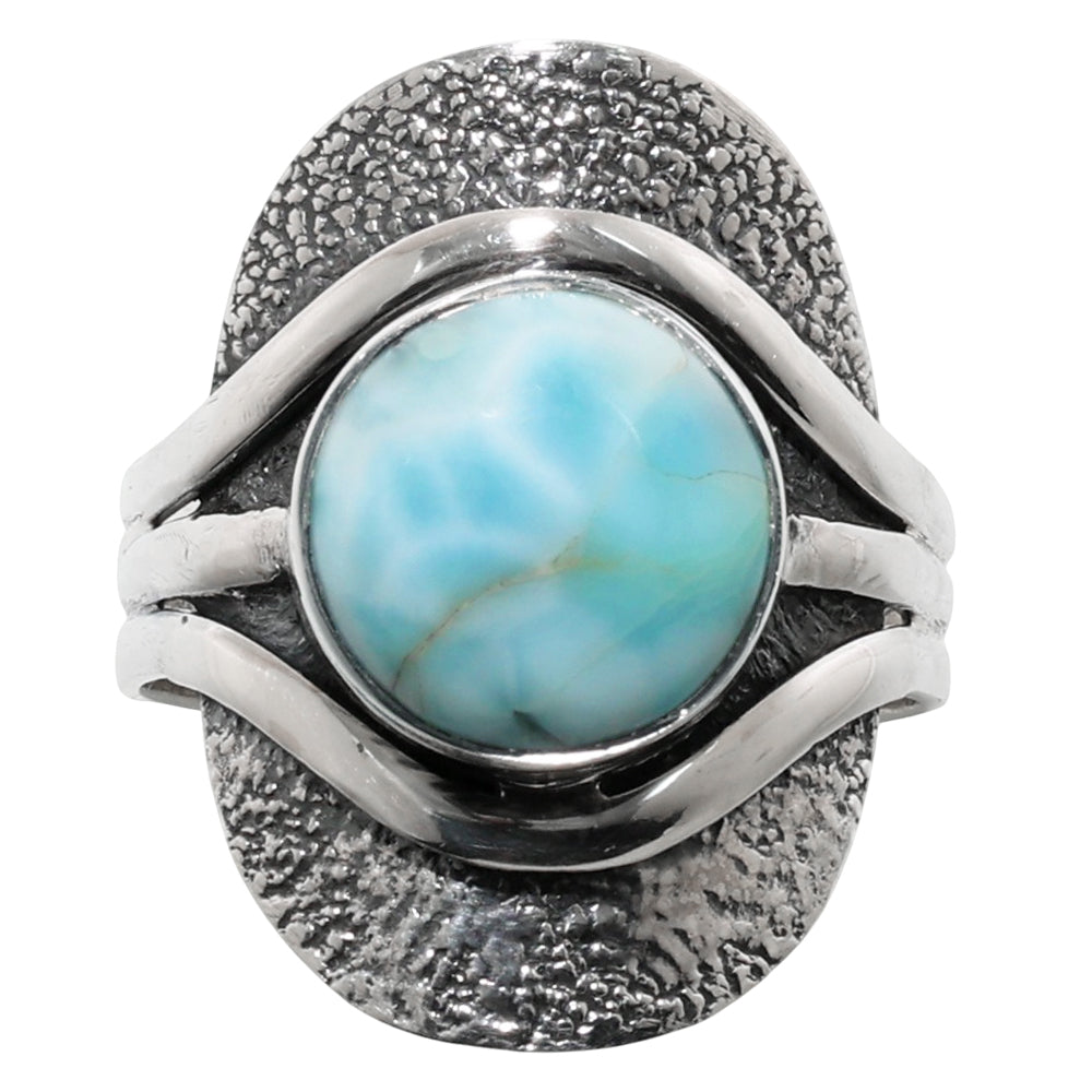 Larimar (Dominican Republic) 925 Sterling Silver Ring Jewelry Size-18 SR01186
