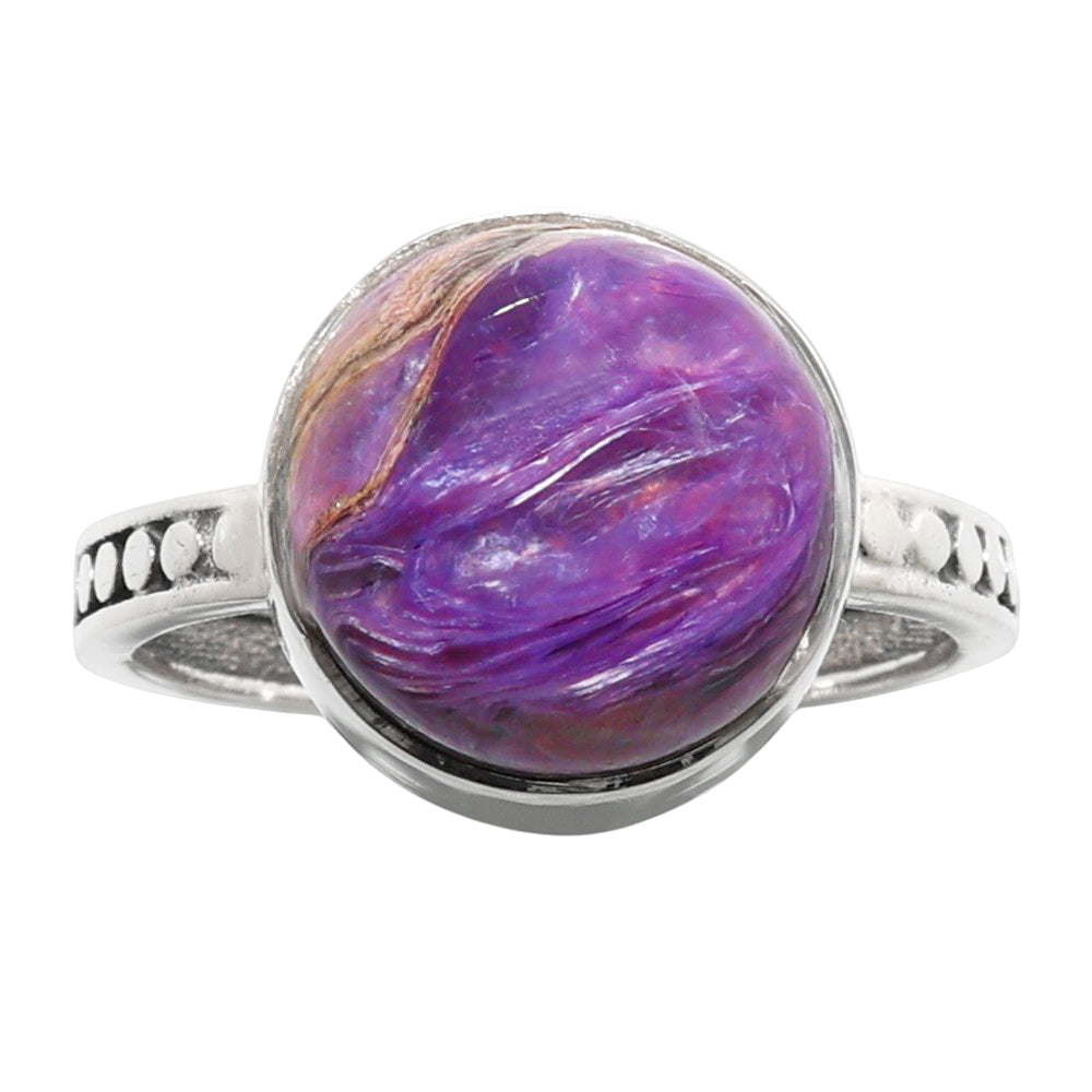 Siberian Charoite 925 Sterling Silver Ring Jewelry Size-20 SR01189