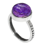 Siberian Charoite 925 Sterling Silver Ring Jewelry Size-20 SR01189