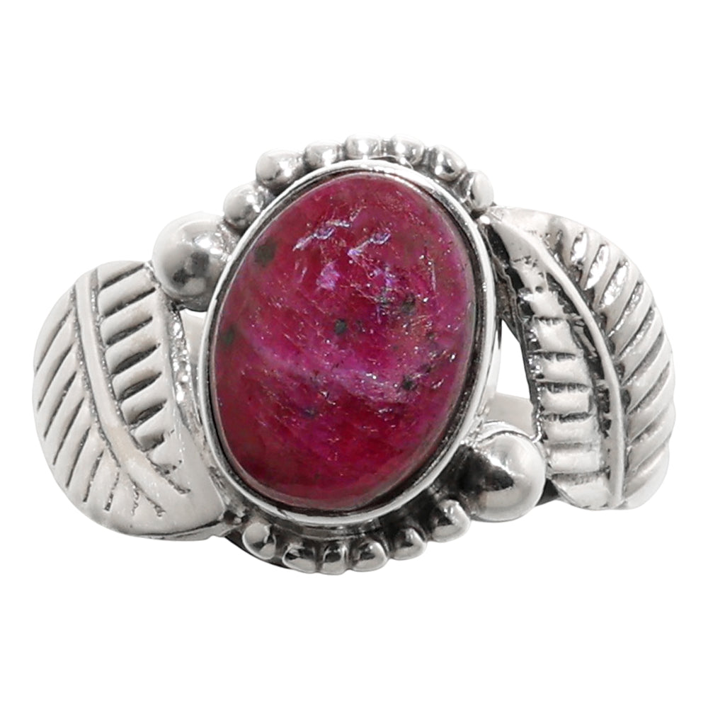 Leaf - Russian Eudialyte 925 Sterling Silver Ring Jewelry Size-14 SR01190