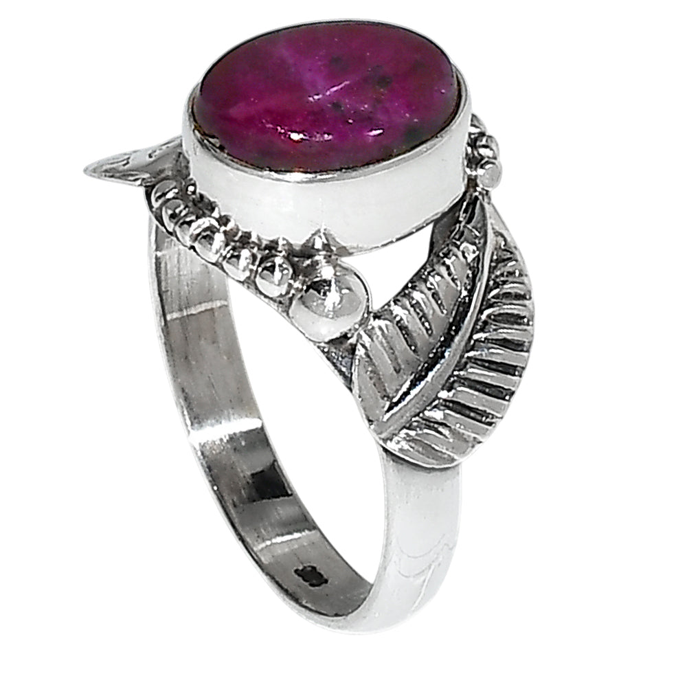 Leaf - Russian Eudialyte 925 Sterling Silver Ring Jewelry Size-14 SR01190