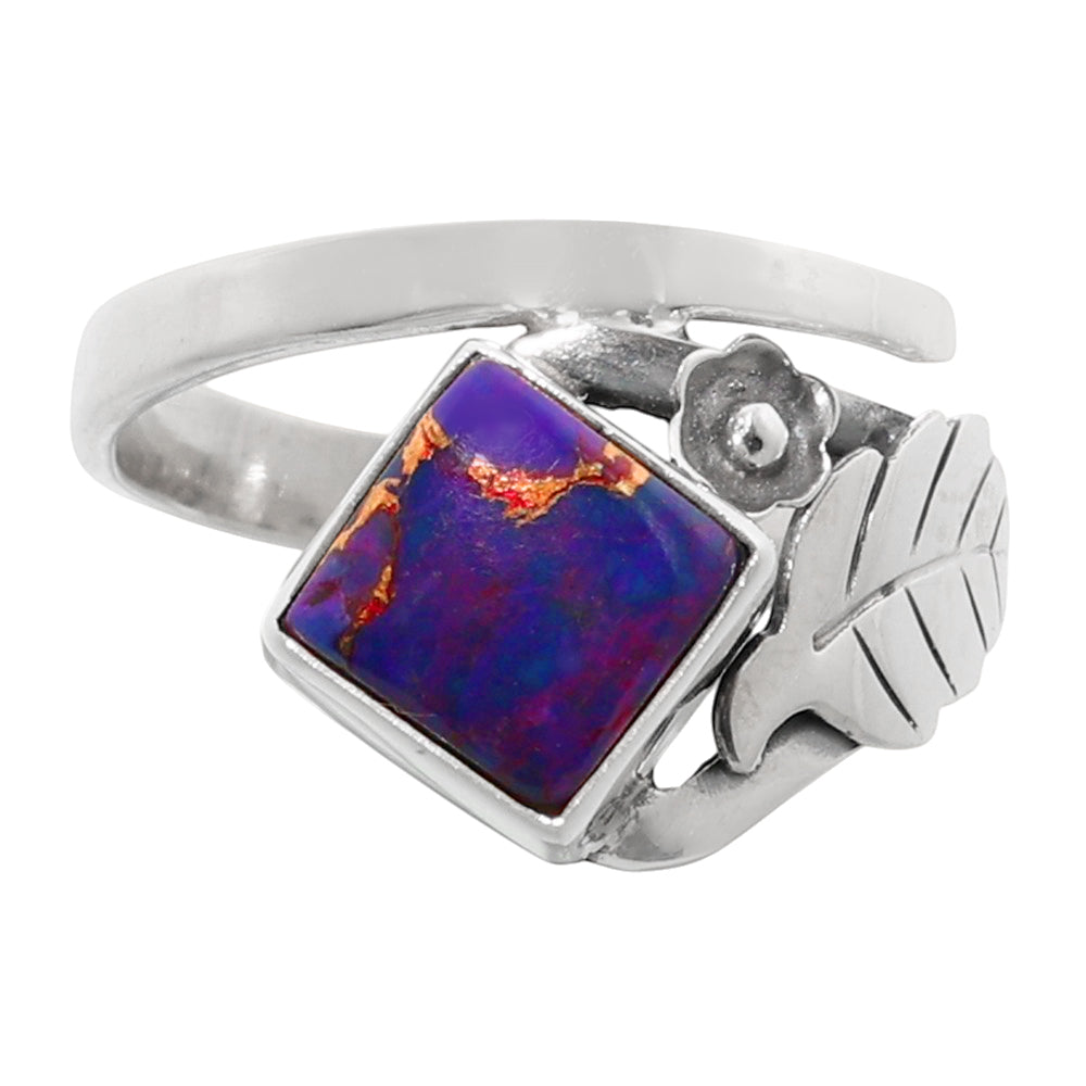 Copper Purple Turquoise 925 Sterling Silver Ring Jewelry Size-14 SR01194