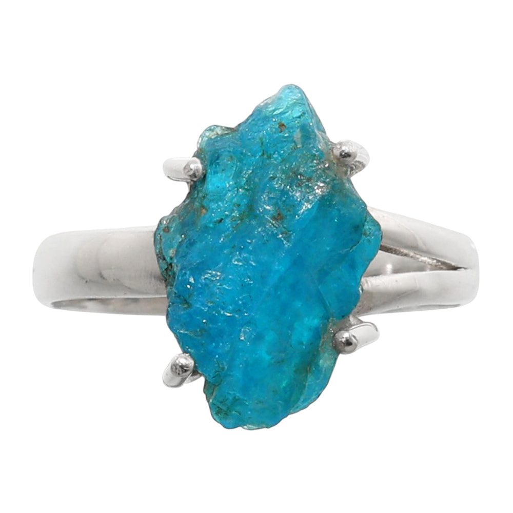 Neon Blue Apatite 925 Sterling Silver Ring Jewelry Size-18 SR01197
