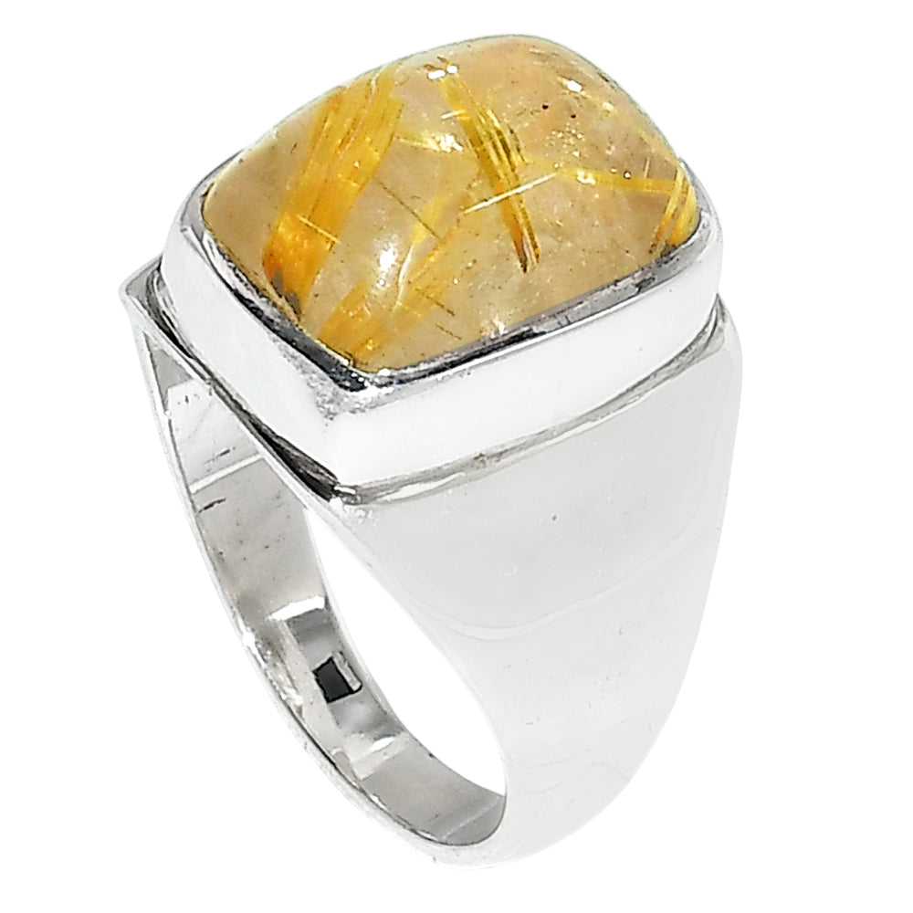 Golden Rutile 925 Sterling Silver Ring Jewelry Size-16 SR01198