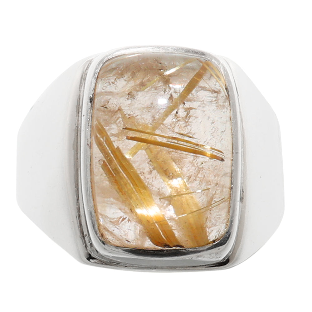 Golden Rutile 925 Sterling Silver Ring Jewelry Size-16 SR01198
