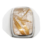 Golden Rutile 925 Sterling Silver Ring Jewelry Size-16 SR01198