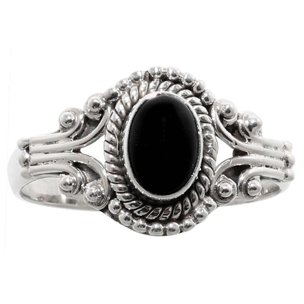 Black Onyx 925 Sterling Silver Ring Jewelry Size-17 SR01199
