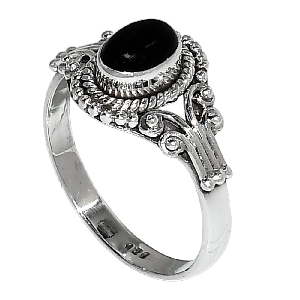 Black Onyx 925 Sterling Silver Ring Jewelry Size-17 SR01199