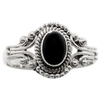 Black Onyx 925 Sterling Silver Ring Jewelry Size-17 SR01199