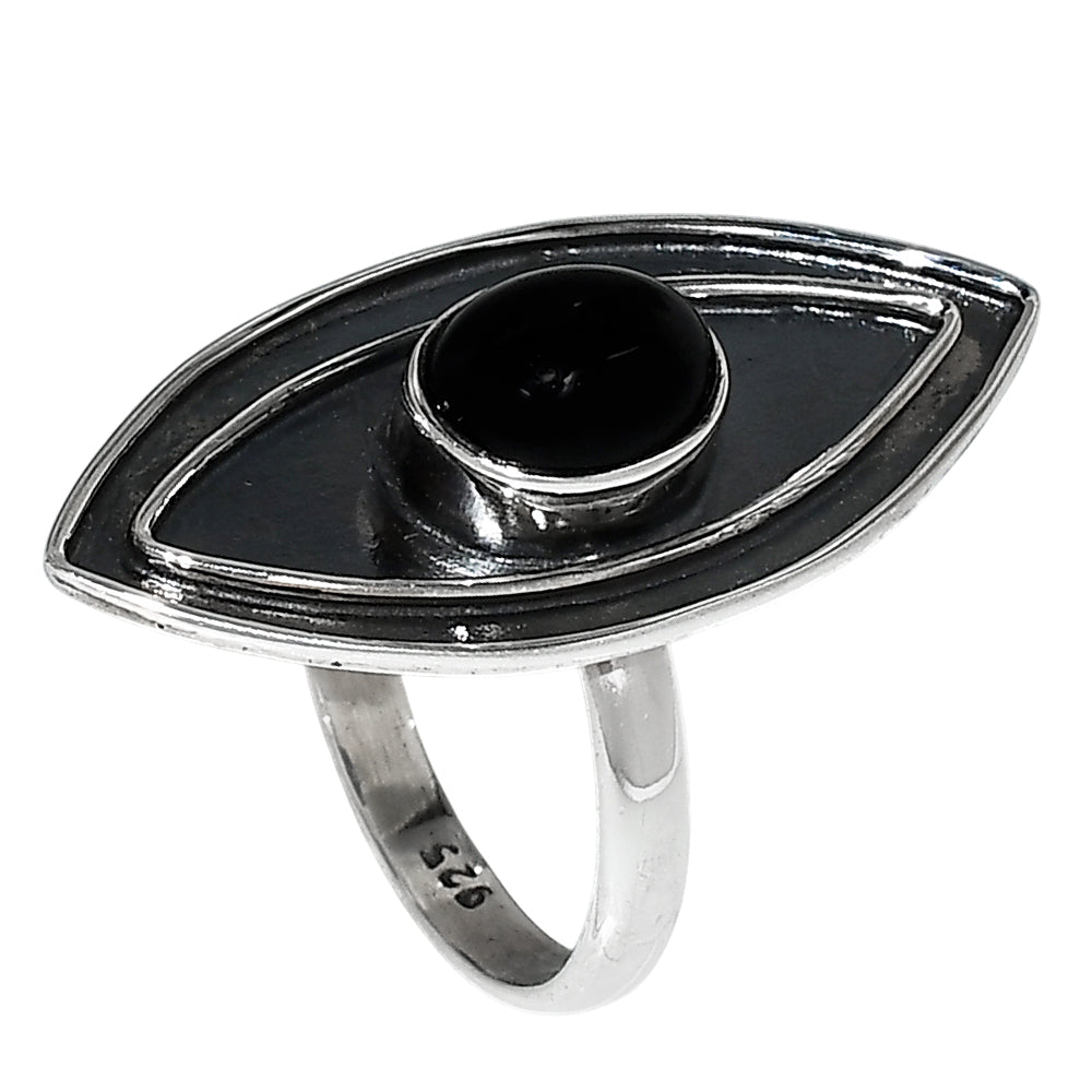 Black Onyx 925 Sterling Silver Ring Jewelry Size-20 SR01201