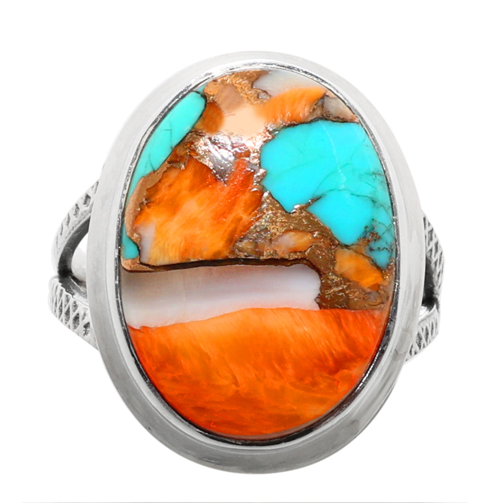 Spiny Oyster Turquoise 925 Sterling Silver Ring Jewelry Size-14 SR01204