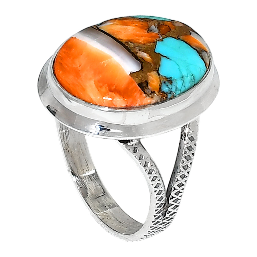 Spiny Oyster Turquoise 925 Sterling Silver Ring Jewelry Size-14 SR01204