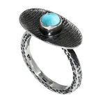Larimar (Dominican Republic) 925 Sterling Silver Ring Jewelry Size-14 SR01208