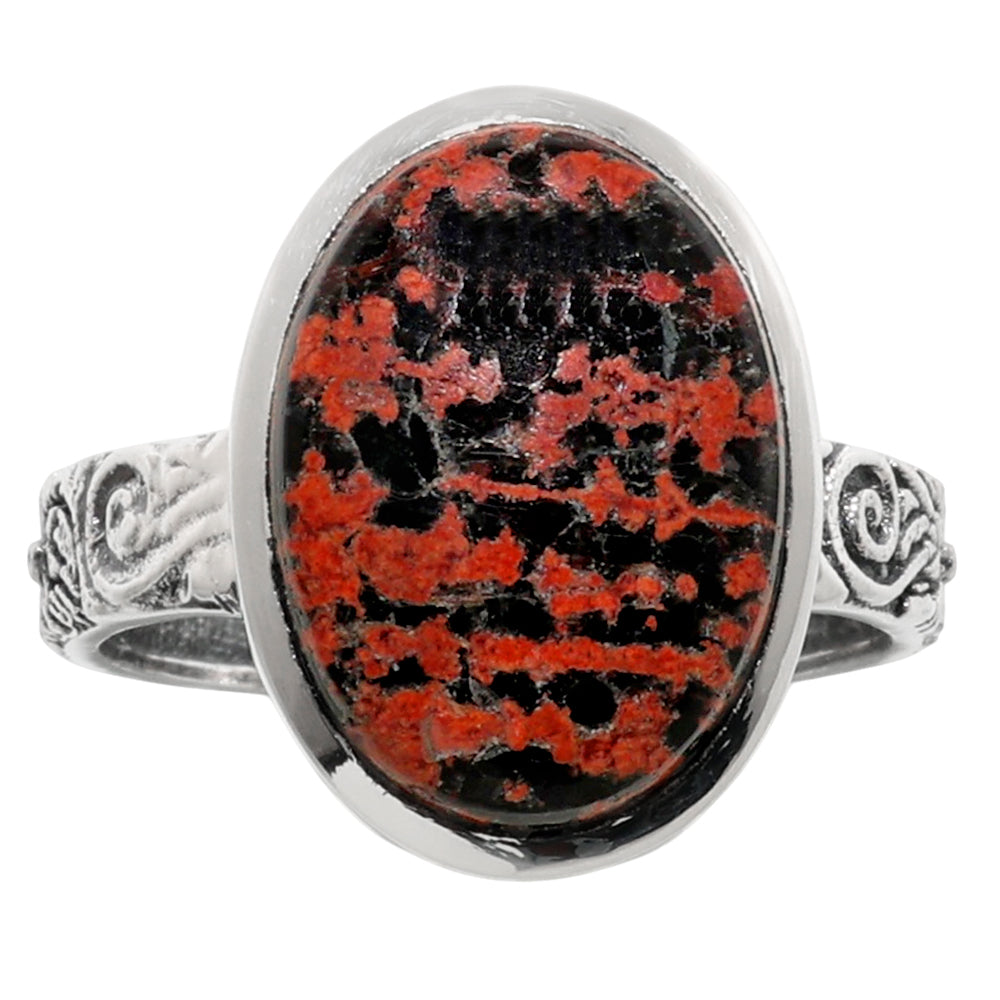 Fireworks Obsidian 925 Sterling Silver Ring Jewelry Size-17 SR01210