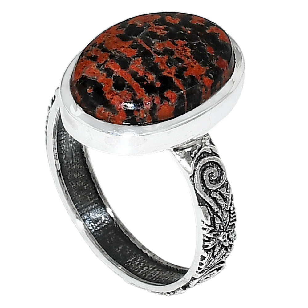 Fireworks Obsidian 925 Sterling Silver Ring Jewelry Size-17 SR01210