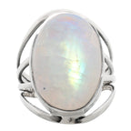 Rainbow Moonstone 925 Sterling Silver Ring Jewelry Size-14 SR01213
