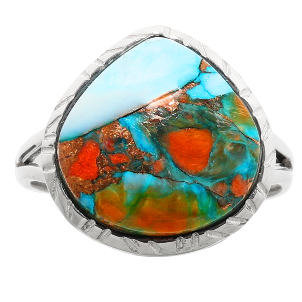 Spiny Oyster Turquoise 925 Sterling Silver Ring Jewelry Size-20 SR01214